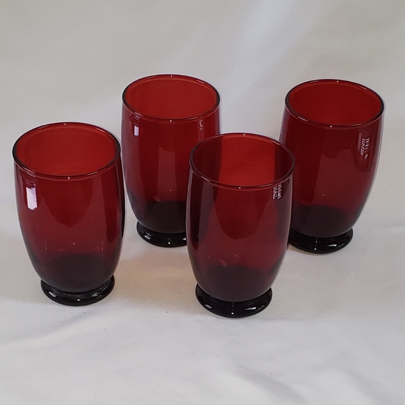 VINTAGE! Set of 4 Ruby Red Glasses - Picture 2 of 7